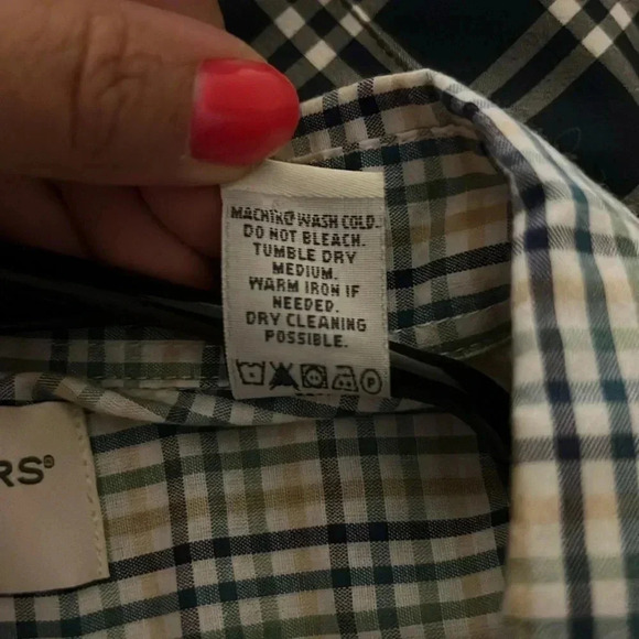 Dockers Mens Large Yellow Green White Button Down Shirt - Picture 6 of 6